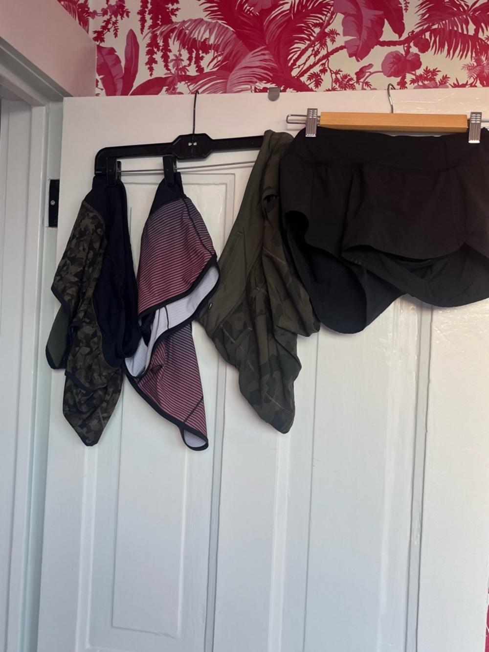 lululemon athletica Women's Athletic Shorts — Black with Olive and Pink Accents